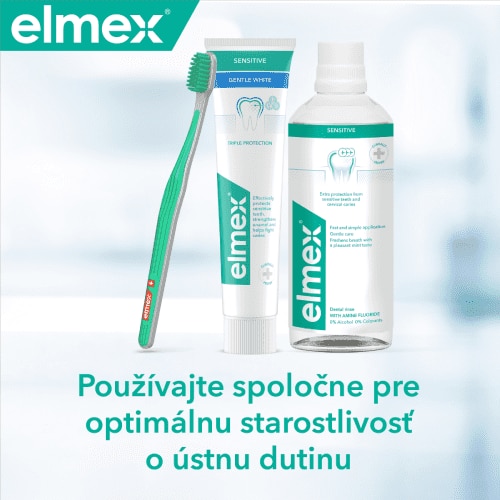 Režim elmex Sensitive Whitening- zubná pasta, ústna voda, zubná kefka 