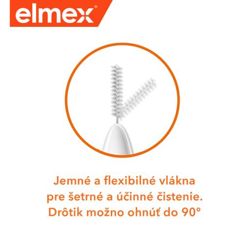 Interdentálna kefka značky Elmex s flexibilnými vláknami.