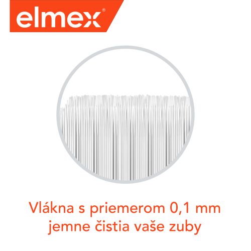 Vlákna zubnej kefky s priemerom 0,1 mm pre efektívne čistenie zubov.
