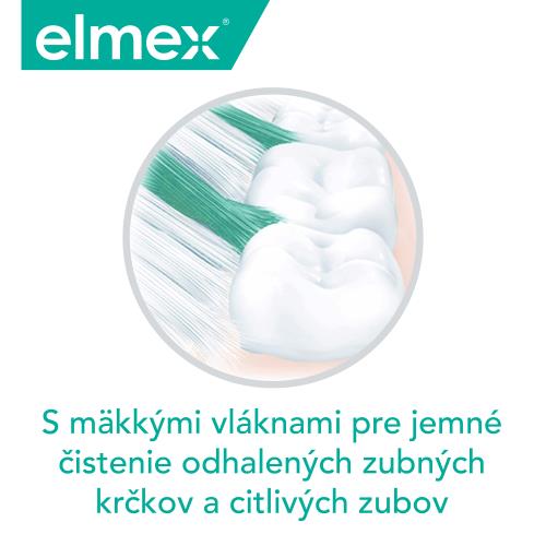 Zubná kefka Elmex so špeciálnymi mäkkými vláknami pre citlivé zuby.